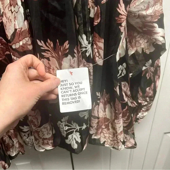 Asos Design Curve Floral Print Long Sleeve Satin Mini dress Size 14 NWOT - Picture 7 of 14